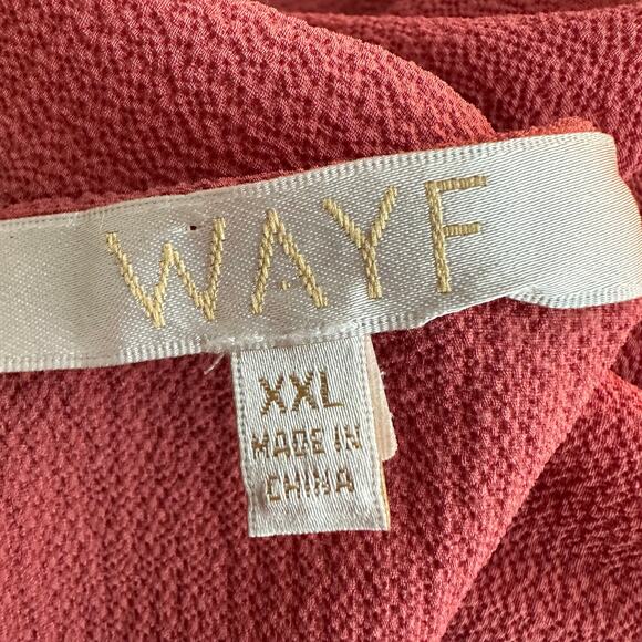 Wayf Womens High Neck Gathered Flutter Sleeve Keyhole Back Pink Blouse Top 2XL - Picture 10 of 12